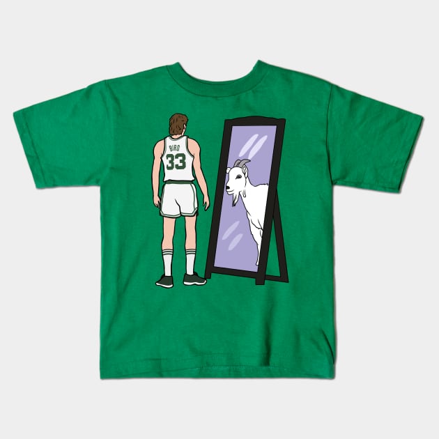 Larry Bird Mirror GOAT Kids T-Shirt by rattraptees